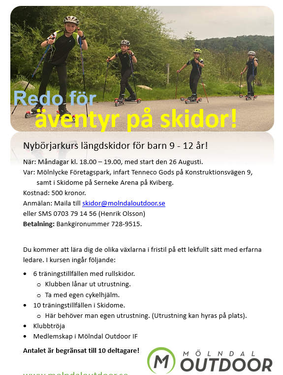 image: Ungdomsträning på rullskidor startar den 26 augusti